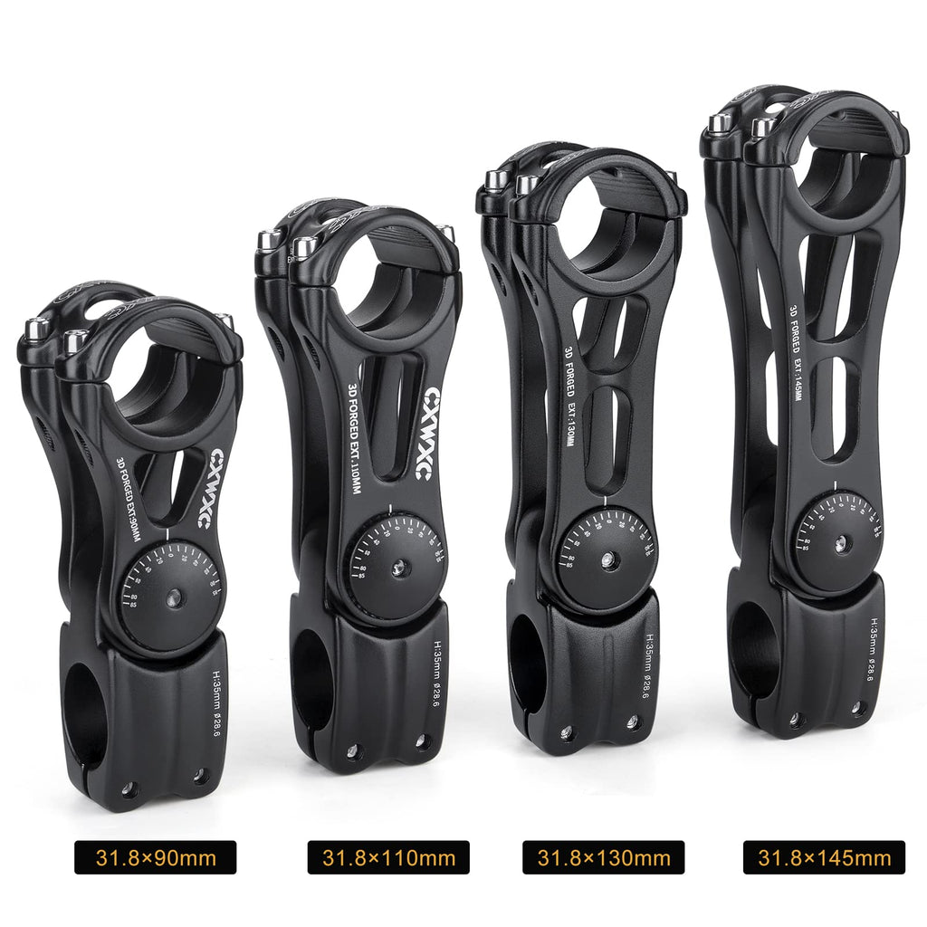 Cxwxc Adjustable Mtb Stem 31.8Mm 70 Degree - 90/110/130/145Mm Bike Stem Riser For Handlebar - Aluminum Alloy Mountain Bike Handl