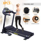 Treadmill Mat Pads, Exercise Equipment Mat With High Density Rubber For Protect Floors 3.94'' X 3.94'' X 0.5'' (6 Pcs) Black