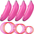 Leitee 16 Pcs Inflatable Banana Ring Toss Party Favor for Women Include 4 Pack Inflatable Banana with 12 Pcs Plastic Toss Rings 