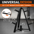 Yes4All Weight Rack, 1 & 2-Inch Plate Bumper Plate Rack, 350 Lbs Capacity Barbell Weight Rack For Home Gym Training
