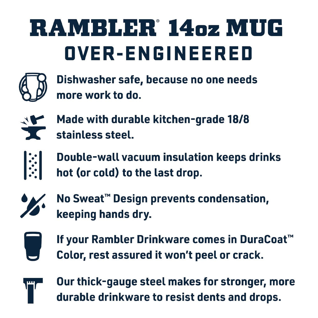 Yeti Rambler 14 Oz Mug, Vacuum Insulated, Stainless Steel With Magslider Lid, Rescue Red