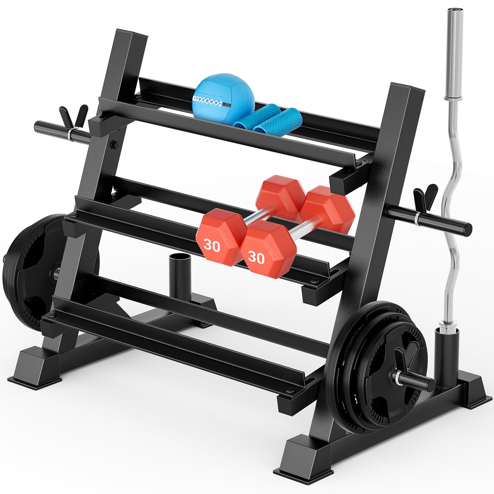 Yoleo Upgraded Dumbbell Rack, 1100Lbs Capacity Weight Rack For Dumbbells, Barbells, Kettlebells, 3-Tier Adjustable Weight Stand,