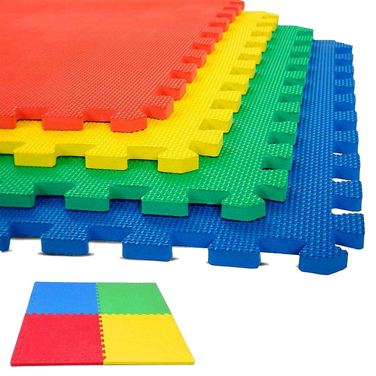 Xtrim Multicolor KidS Play Mat For Floor Cushioning (Set Of 4) Interlocking Tiles, Soft, Durable, EcoFriendly, AntiSlip, Water