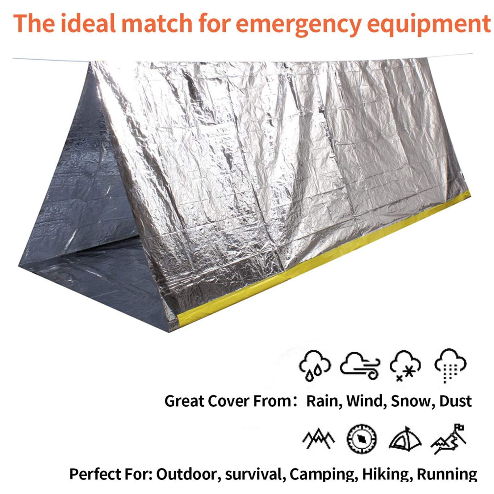 Ninth C 2-Person Emergency Tube Tent,8X 5Waterproof Mylar Thermal Survival Shelter Tent For Hiking Camping
