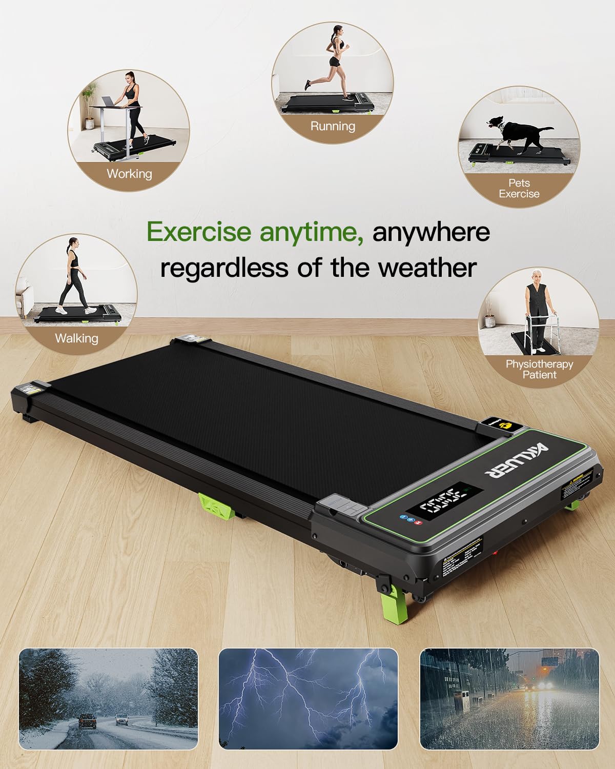 Akluer Walking Pad With Incline, Under Desk Treadmill For Home, 2.5Hp Portable Treadmills With Remote Control, 4 In 1 Incline Tr