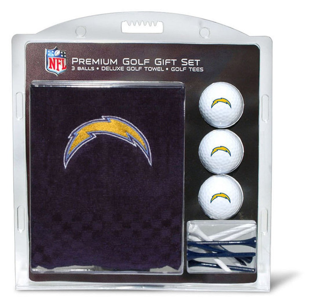 Team Golf Nfl San Diego Chargers Gift Set: Embroidered Golf Towel, 3 Golf Balls, And 14 Golf Tees 2-3/4'' Regulation, Tri-Fold T