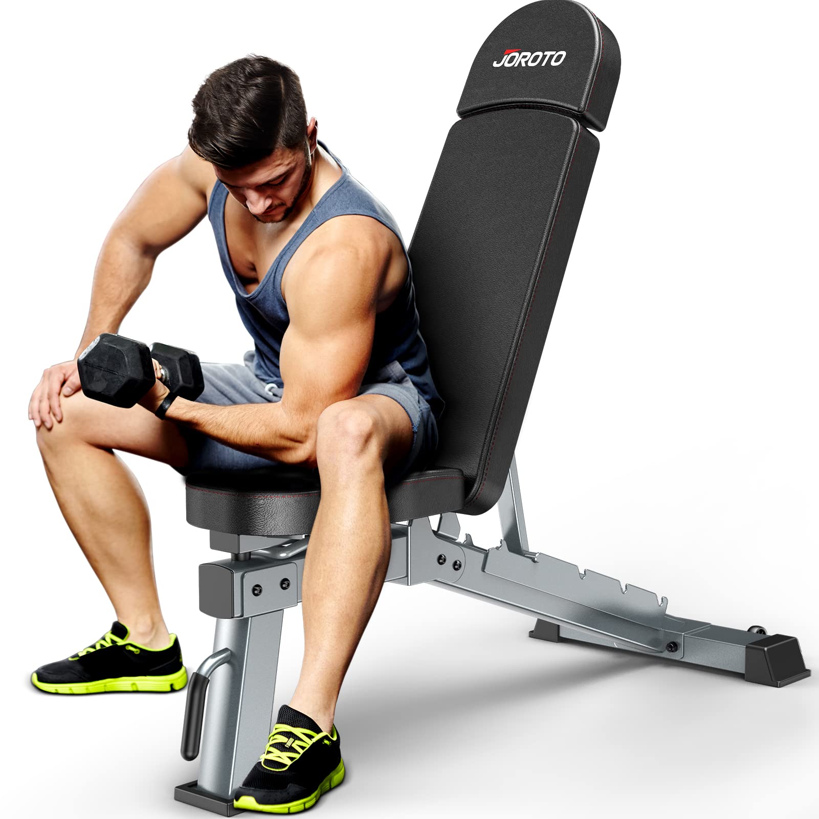 Joroto Md80 Adjustable Weight Bench - 1000 Lbs Load Utility Workout Benches For Full Body Upright, Incline, Decline, And Flat Ex