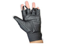 Prime Sports Leather Padded Spandex Fingerless Weight Lifting Training Cycling Driving Wheelchair Gloves-022 (Large)
