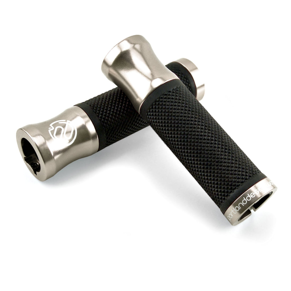 Portland Design Works  Speed Metal Grips, Bicycle Handlebar Grips, Silver