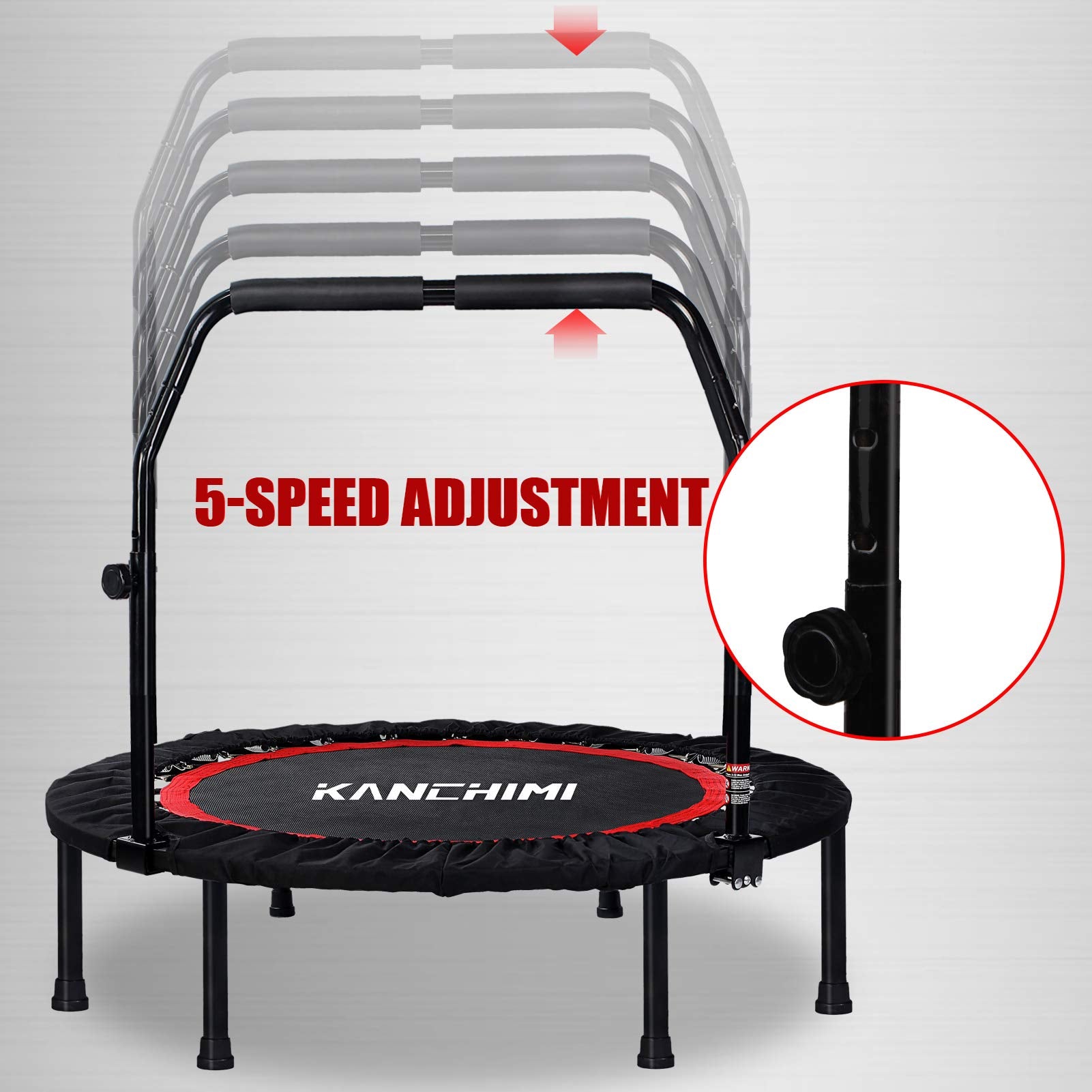 Kanchimi 40'' Folding Mini Fitness Indoor Exercise Workout Rebounder Trampoline With Handle, Max Load 330Lbs(Black)