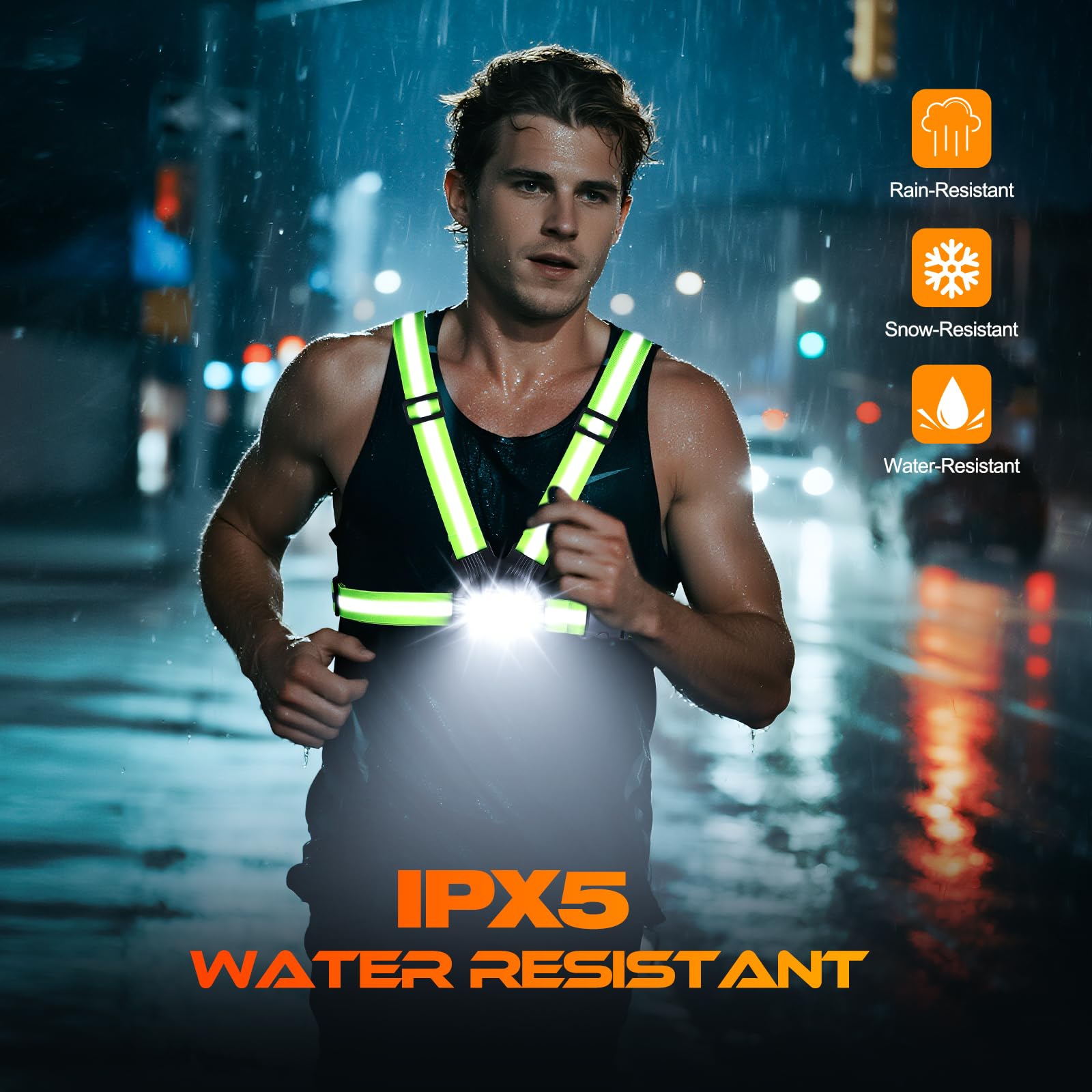 ISEYOU Running Lights for Runners 800LM, 6 Modes Running Light with 45Adjustable Tilt, IPX5 Waterproof Rechargeable Visibility R