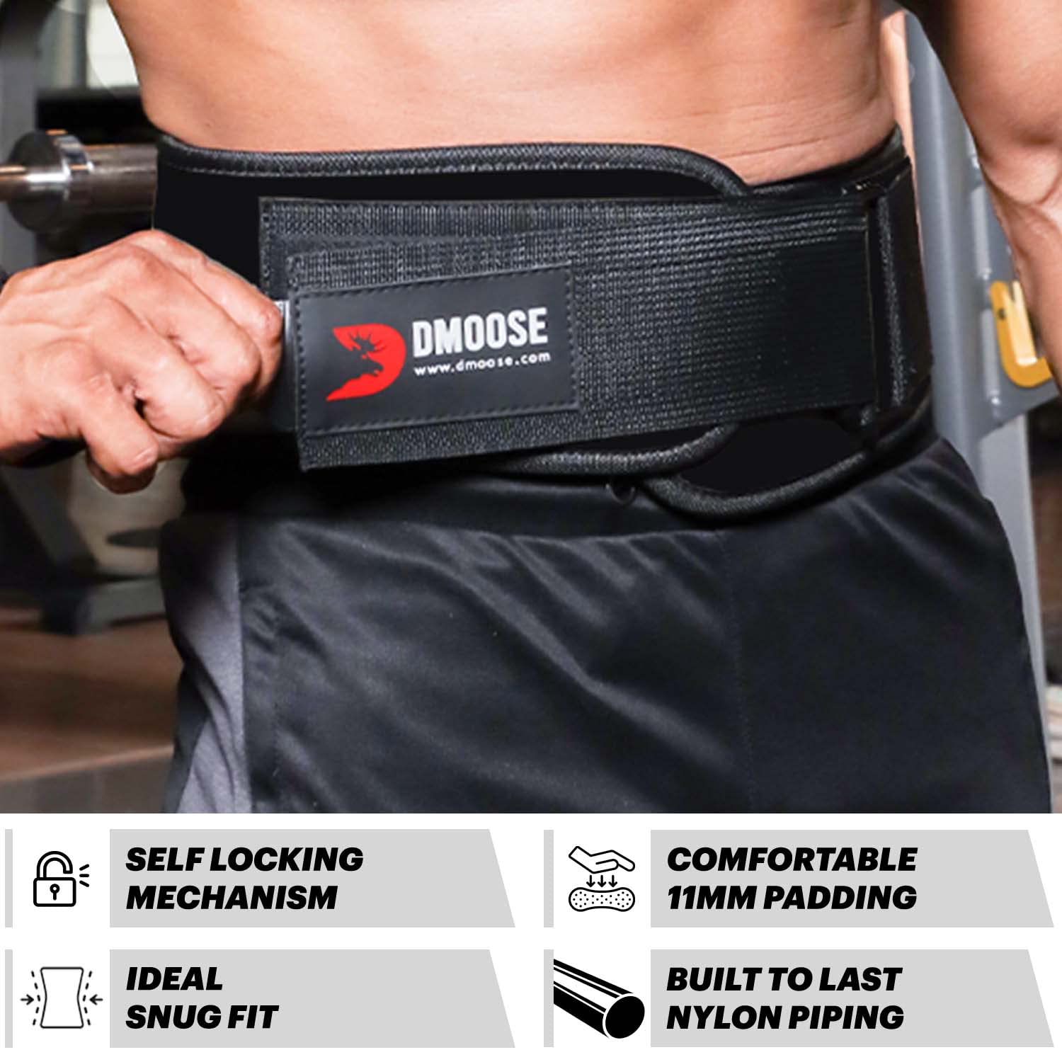 Dmoose Strength Olympics Squat Belts For Men And Women - 6 Inch Auto-Lock Weight Lifting Back Support, Workout Back Support For