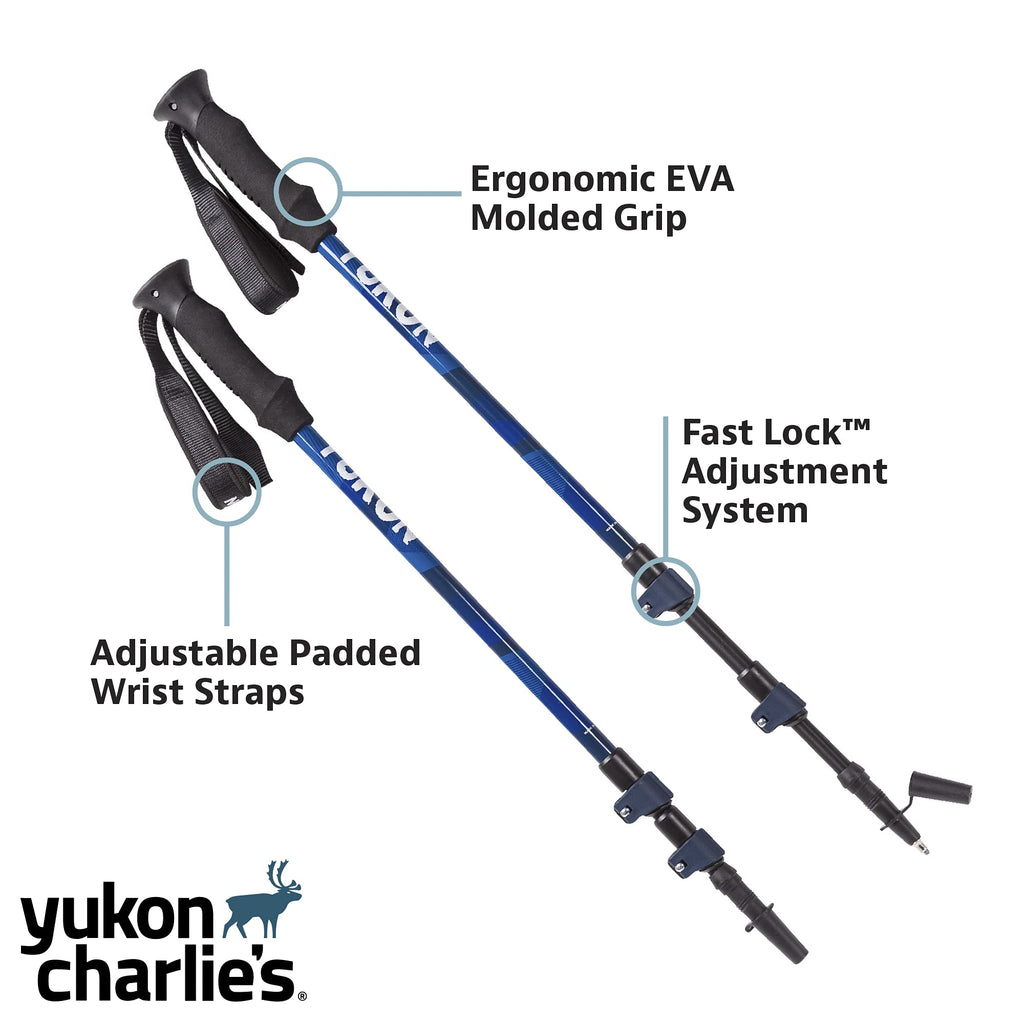 Yukon Charlies Advanced Trekking Poles, Fast Lock Adjustment System, Trekking And Snow Baskets Included