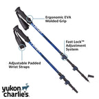 Yukon Charlies Advanced Trekking Poles, Fast Lock Adjustment System, Trekking And Snow Baskets Included