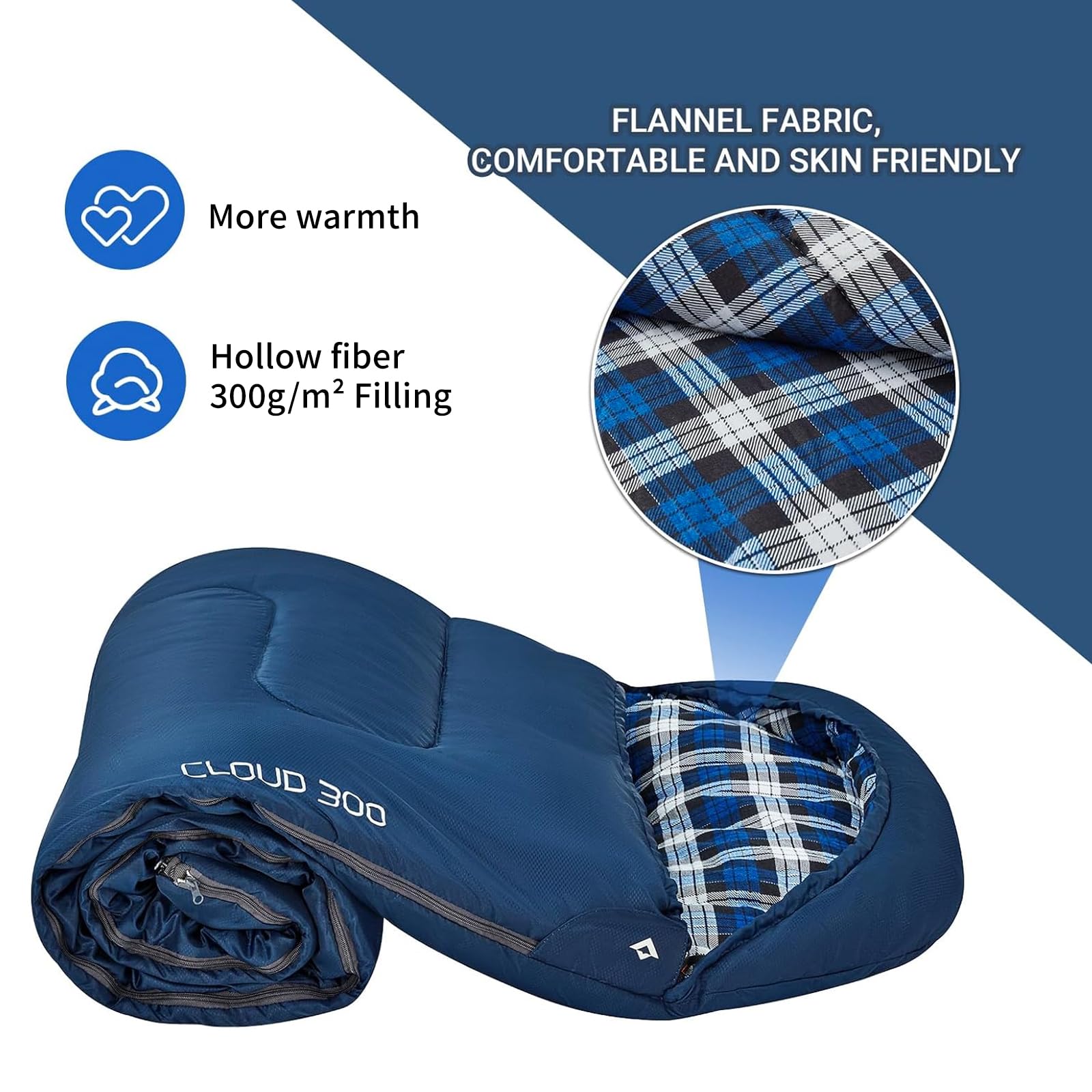 Kingcamp 45F Kids Sleeping Bag, Lightweight Waterproof & Compact Flannel Sleeping Bags Cold Weather & Warm Youth Essentials Gear
