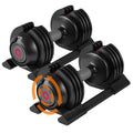 Adjustable Dumbbell Set: 22LBS/52LBS Dumbbell Set with Tray for Fitness, Fast Adjust Weight by Turning Anti-Slip Handle, Suitabl