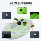 Vevor Inflatable Boat, 3-Person Inflatable Fishing Boat, Strong Pvc Portable Boat Raft Kayak, 45.6 Aluminum Oars, Fishing Rod Ho
