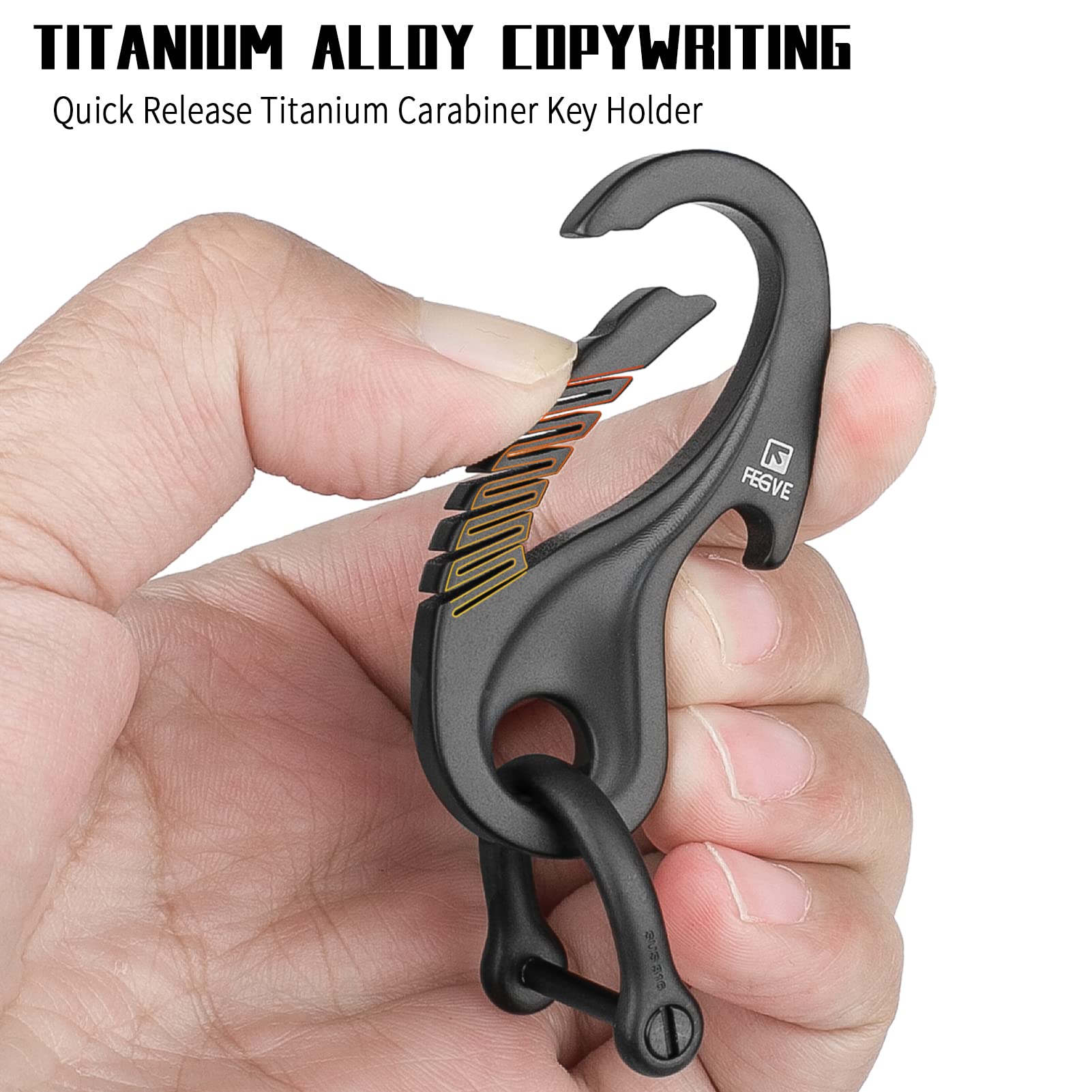 Tisur Titanium Keychain Carabiner Clip, Key Fob Holder, Quick Release D Ring Keychain Heavy Duty Bottle Opener Keychain Car Key
