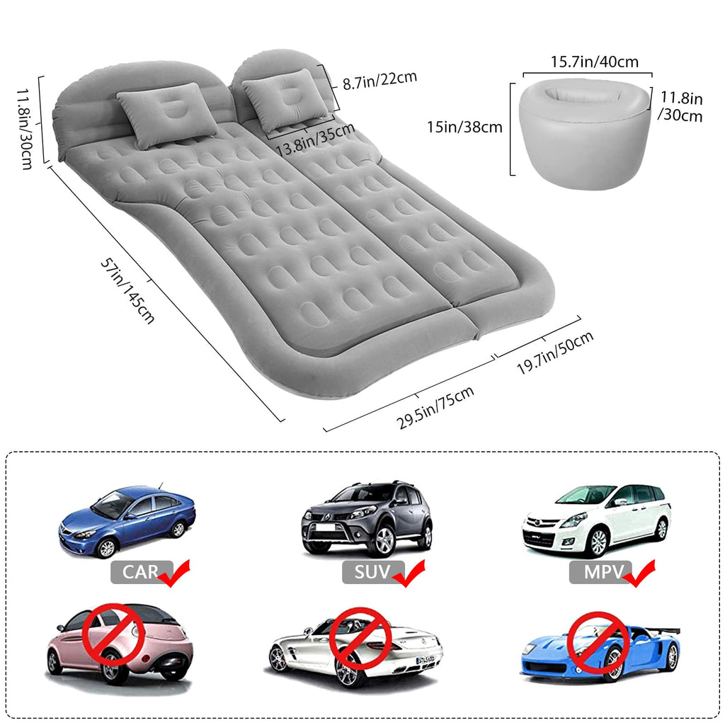 Iswees Car Bed Suv Air Mattress, Car Air Mattress With Home Power Adapter, Electric Pump, 2 Inflatable Pillows And 2 Footrests F