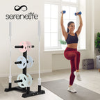 SereneLife 6-Pegs Olympic Weight Plate Rack & 4 Barbells - 800 Pounds Capacity, Heavy Duty Gym Organizer, Scratch Resistant Fram