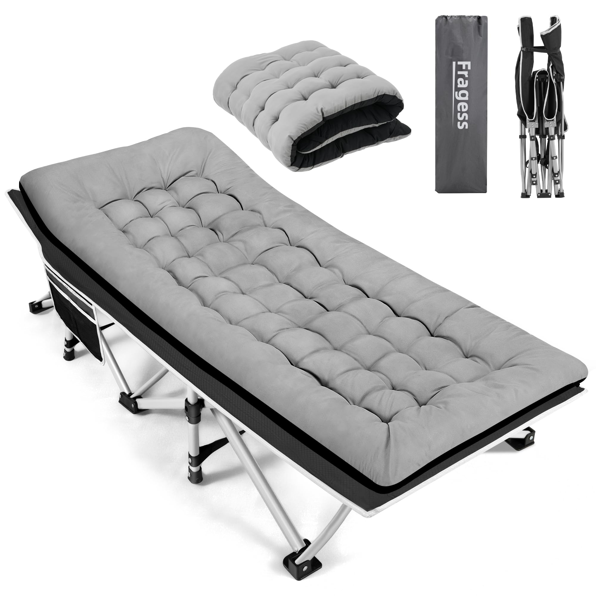 Fragess Portable Camping Cot, Sleeping Cots For Adults, 28 Extra Wide Folding Cot Max Load 600Lbs With Thick Mattress, Portable