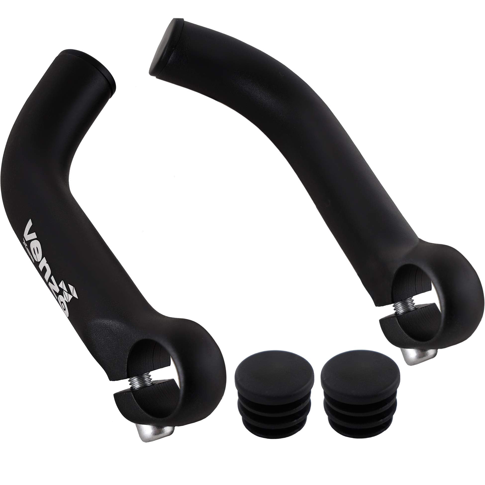 Venzo Bicycle Handlebar Extender For Mountain Hybrid Bike - Compatible With 7/8' 22.2Mm - Flat Bar Ends With Plugs - 150Mm - Erg