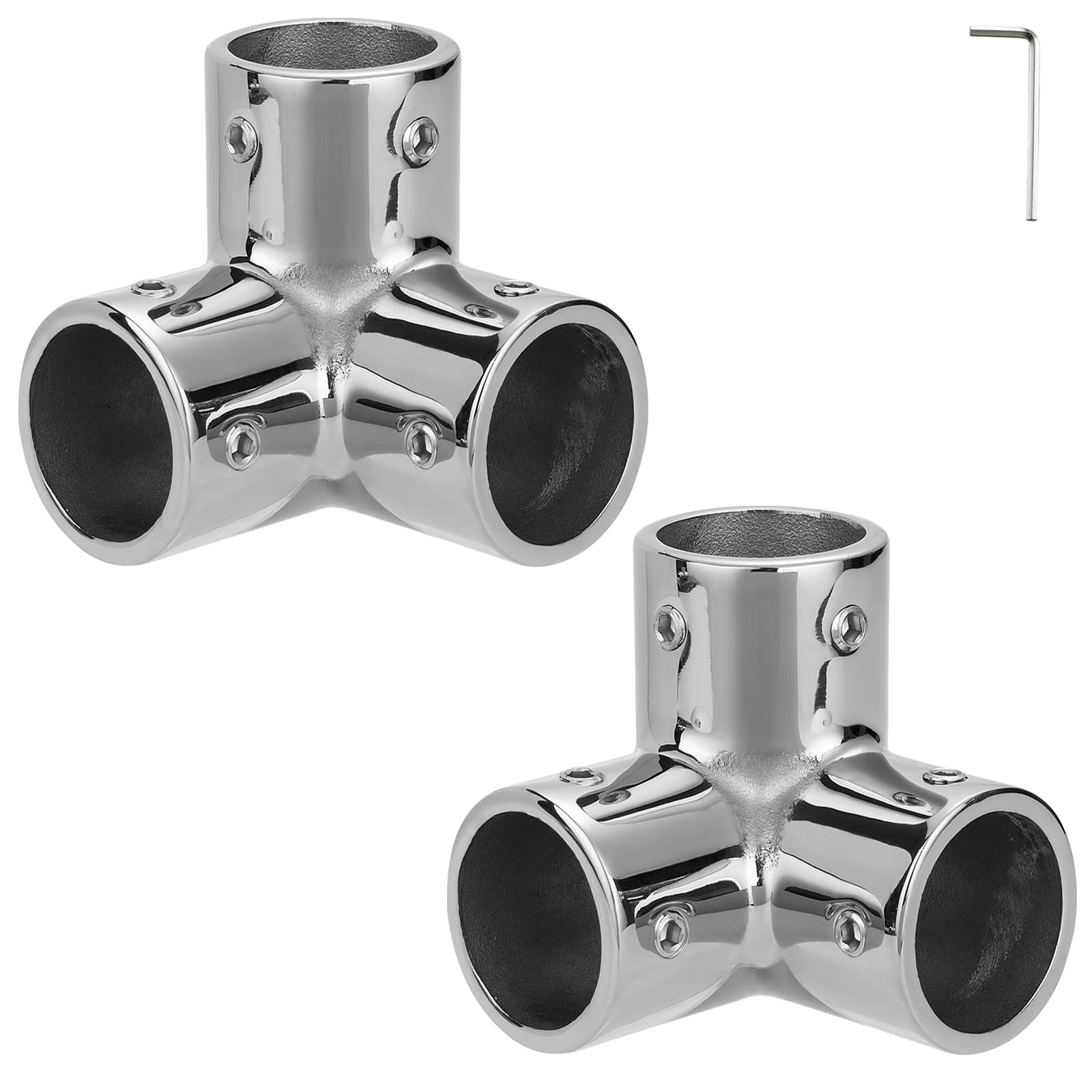 ODYSUNRAL Boat Handrail Fitting 3 Way Corner Connector for 7/8 Round Tubing, 316 Stainless Steel 3 Way Elbow Connector, Mirror P