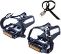 Newsty Bike Pedals With Toe Cages And Straps - Bicycle Toe Clips Cage Compatible With Peloton Bike Spin Bike For Regular Shoes I
