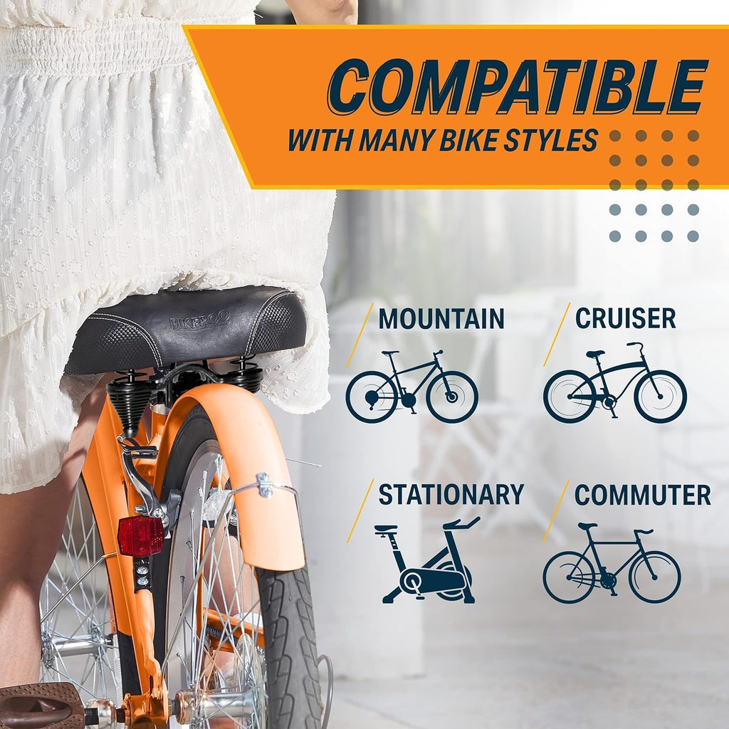 Bikeroo Oversized Comfort Bike Seat Most Comfortable Replacement Bicycle Saddle - Fit For Exercise And Outdoor Bikes Suspension