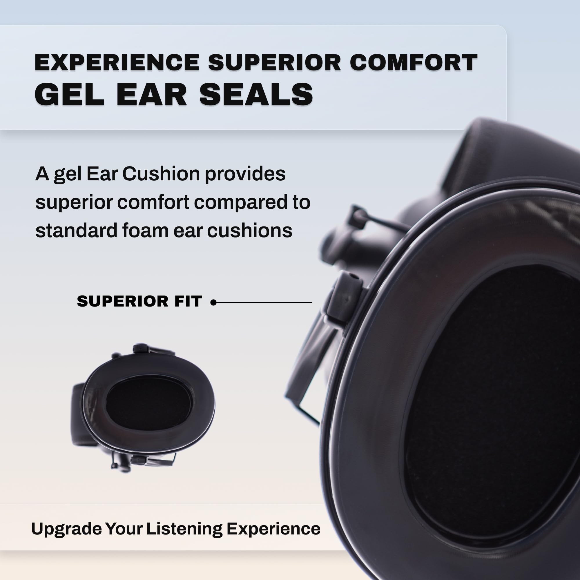 Pro Ears Ultra Gel 22 Noise Reduction Ear Muffs, Lightweight & Slim W/Aviator Gel Ear Seals, Shooting Ranges, Construction, And
