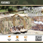Usgi Industries Tactical Duffel Bag | Military Deployment Luggage | Perfect For Camping, Hiking, Traveling, Stealth, Survival |