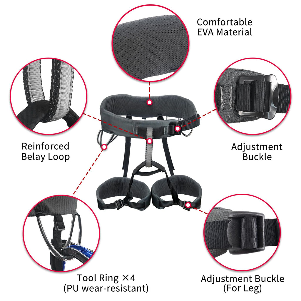 Newdoar Climbing Harness, Mountaineering Rock Climbing Harness, Half Body Harness For Rappelling Fire Rescuing Tree Climbing (Gr