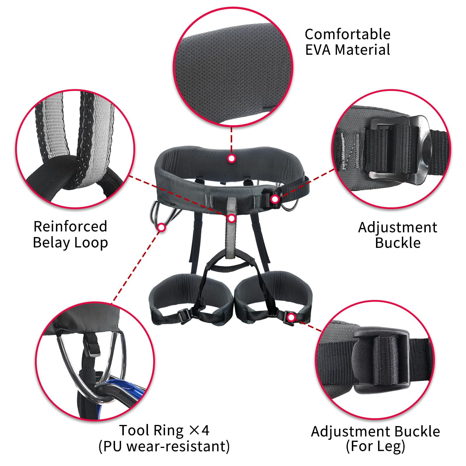 Newdoar Climbing Harness, Mountaineering Rock Climbing Harness, Half Body Harness For Rappelling Fire Rescuing Tree Climbing (Gr