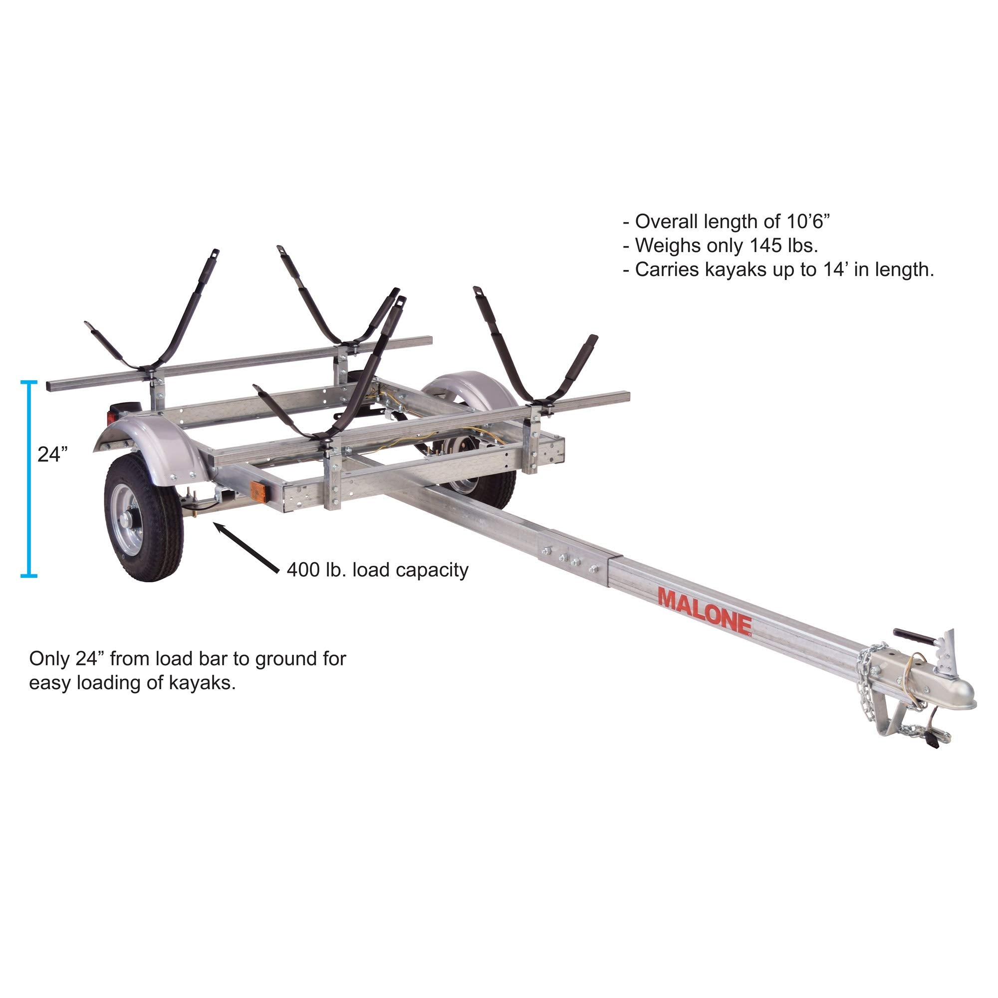 Malone Ecolight 2-Boat J-Rack Kayak Trailer Package
