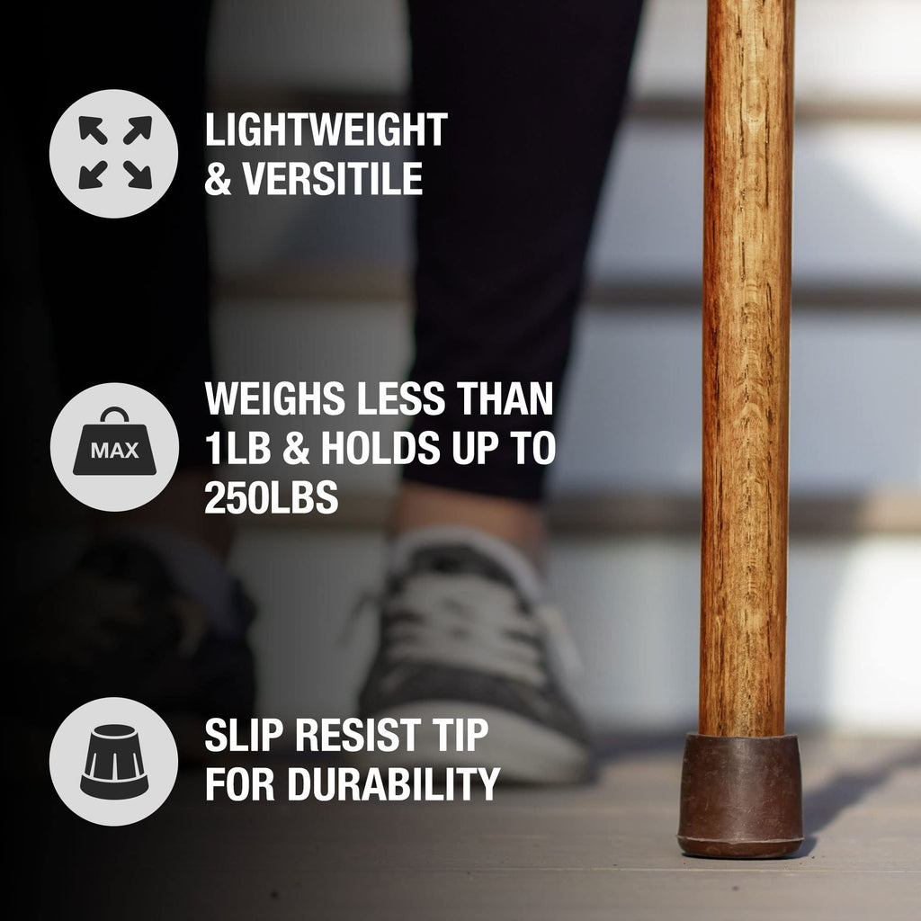 Brazos Handcrafted Wood Walking Stick, Twisted Oak, Hitchhiker Style Handle, For Men & Women, Made In The Usa, Tan, 58''