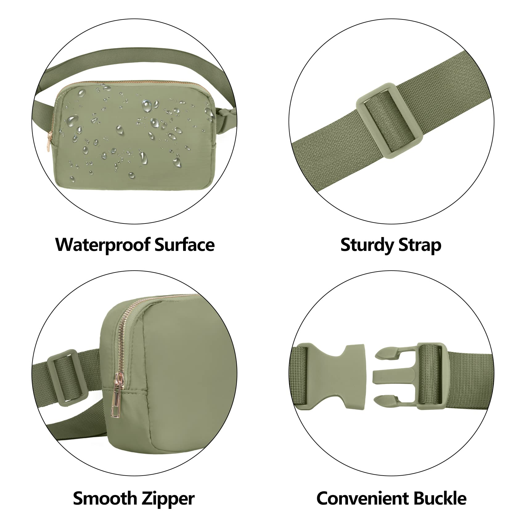 Vorolo Fanny Pack Christmas Gift For Women And Men Crossbody Bag Belt Bag Bum Bag With Adjustable Strap For Sports Khaki Green