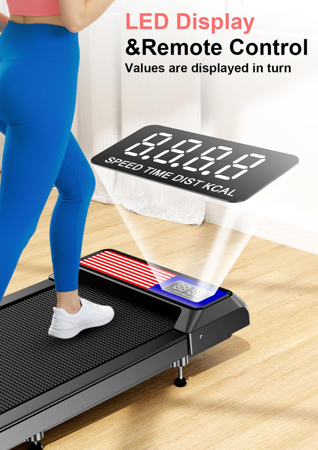 2.5HP Walking Treadmill Pad Incline, Under Desk Treadmill with Remote, 3 in 1 Low Noise Small Walking Mini Pad with Led Screen,