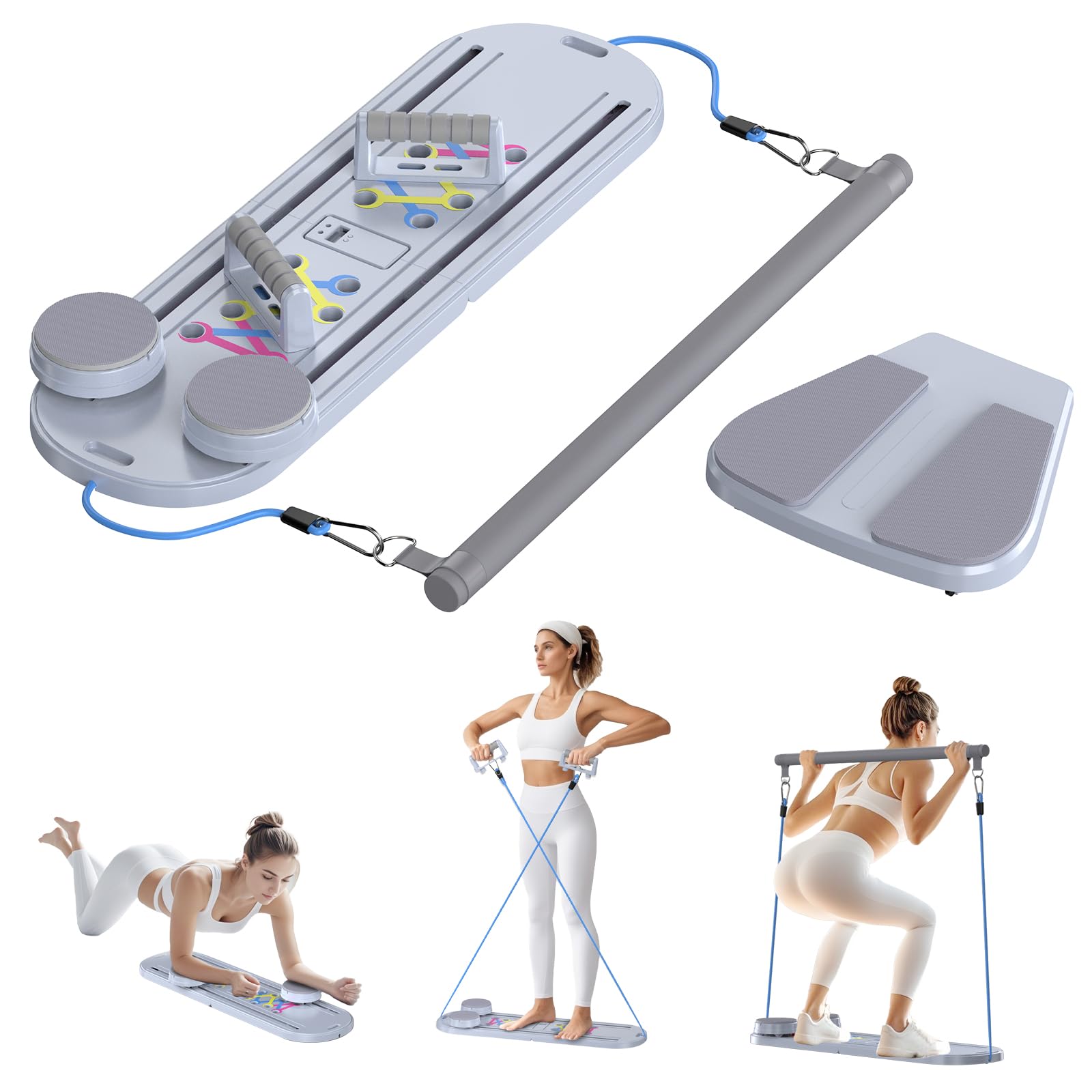 Dqi Pilates Board Pilates Reformer Set 15-In-1 Pilates Boards For Home Workout,Foldable Abs Core Trainer Board,Pilates Board For