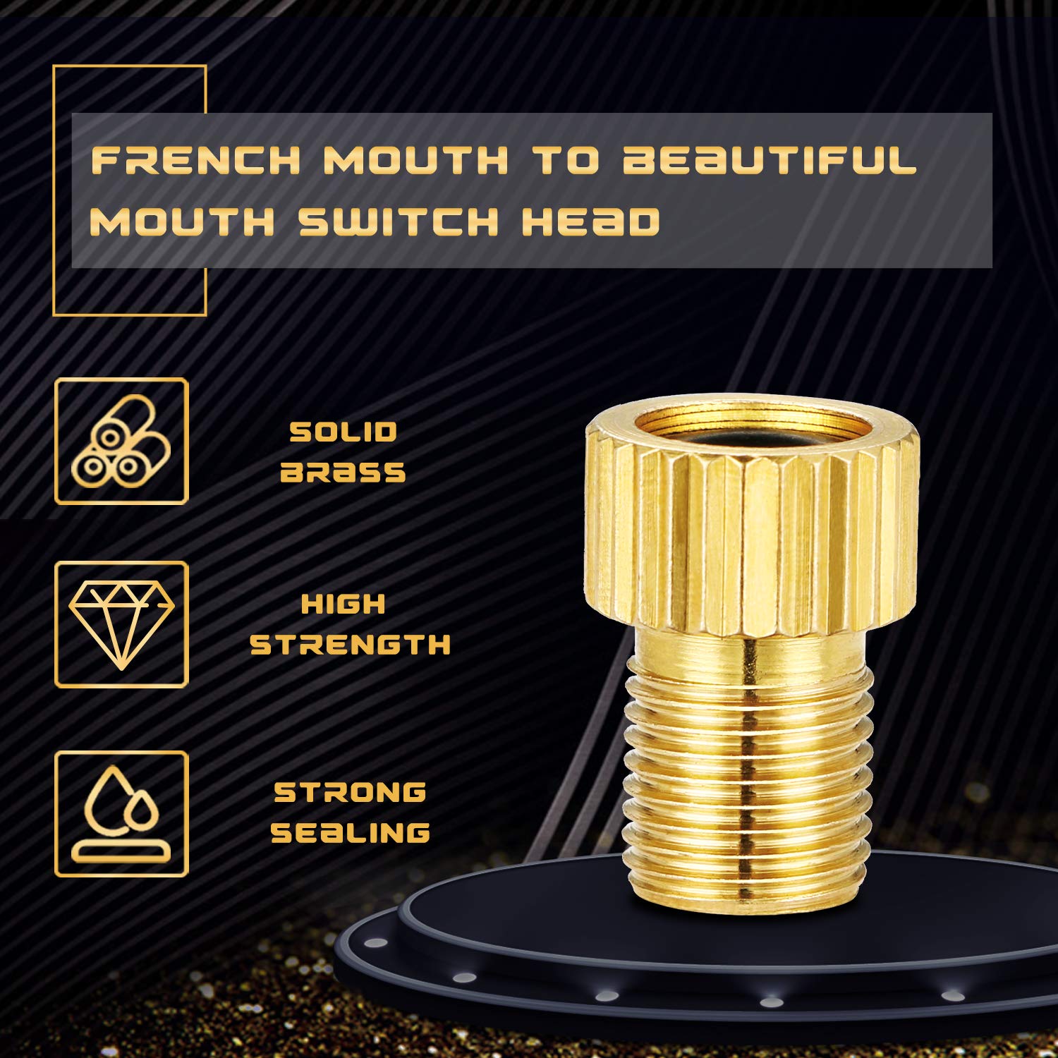 Bike Presta Valve Adapter,Inflate Tire Adapter,Convert Presta To Schrader,French/Uk To Us,Brass Material Mtb Inflatable Connecto