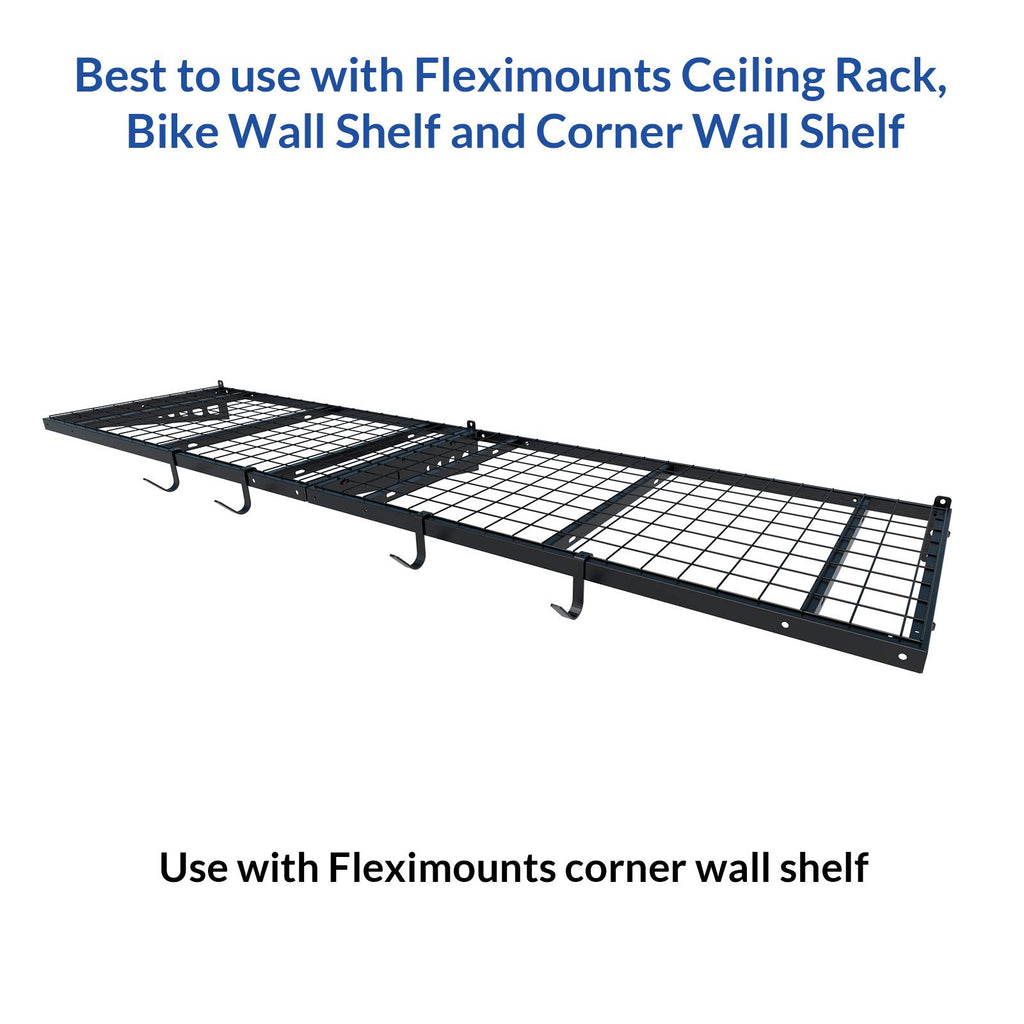 Fleximounts 4-Pack Add-On Storage Rail Hook Accessory For Garage Ceiling Storage Rack And Wall Shelving, Black