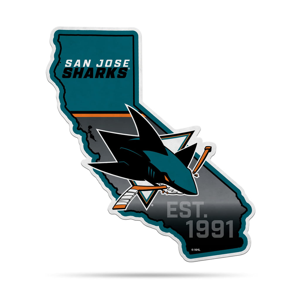 Rico Industries Nhl San Jose Sharks State Shape Shape Cut Pennant - Home And Living Room D  Cor - Soft Felt Ez To Hang 18X0.10X1