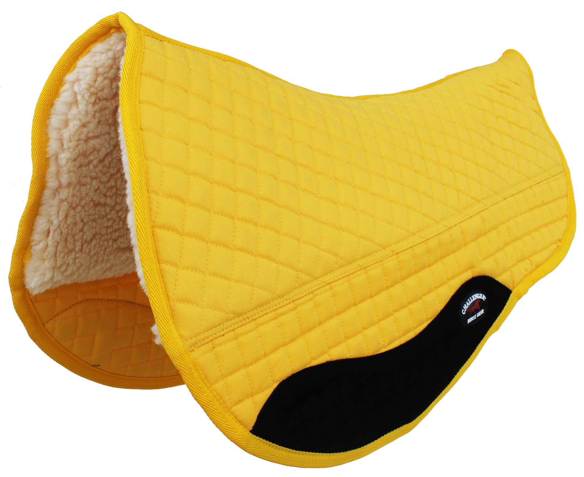 Challenger Horse Western 28''X30'' Fleece Lined Yellow Quilted Barrel Saddle Pad 39133