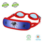 Hydrocomfy Toddler Swimming Goggles 3/4/5/6 Years Old, Kids Swim Goggles 4-7, Red/Blue Spider Goggles For Kids 3-6
