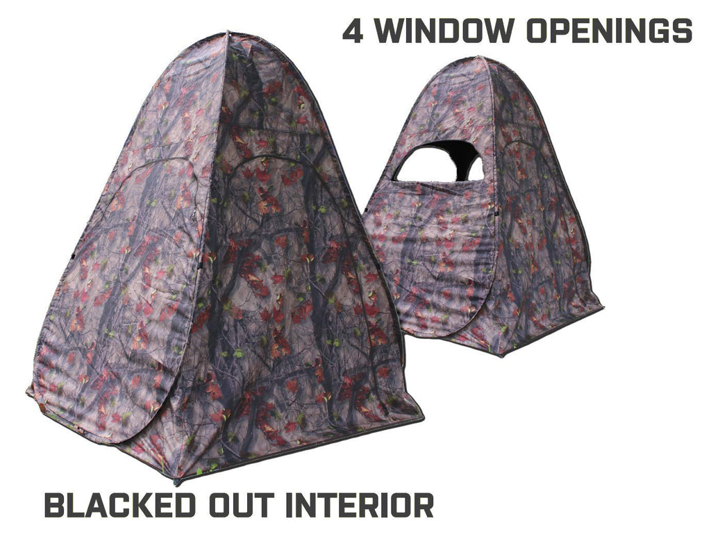 Hme Spring Steel 100 Ground Blind- Two Person, Blacked Out Interior, 4 Window Opening