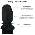 Nice Caps Kids Waterproof Snow Mittens - Thinsulate Boys Girls Cold Weather (Black 1, 4-5 Years)