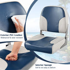 Goplus Low/High Back Boat Seats, Folding Boat Seat With Stainless Steel Screws & Aluminum Hinges, Thickened Sponge Padding, Wate