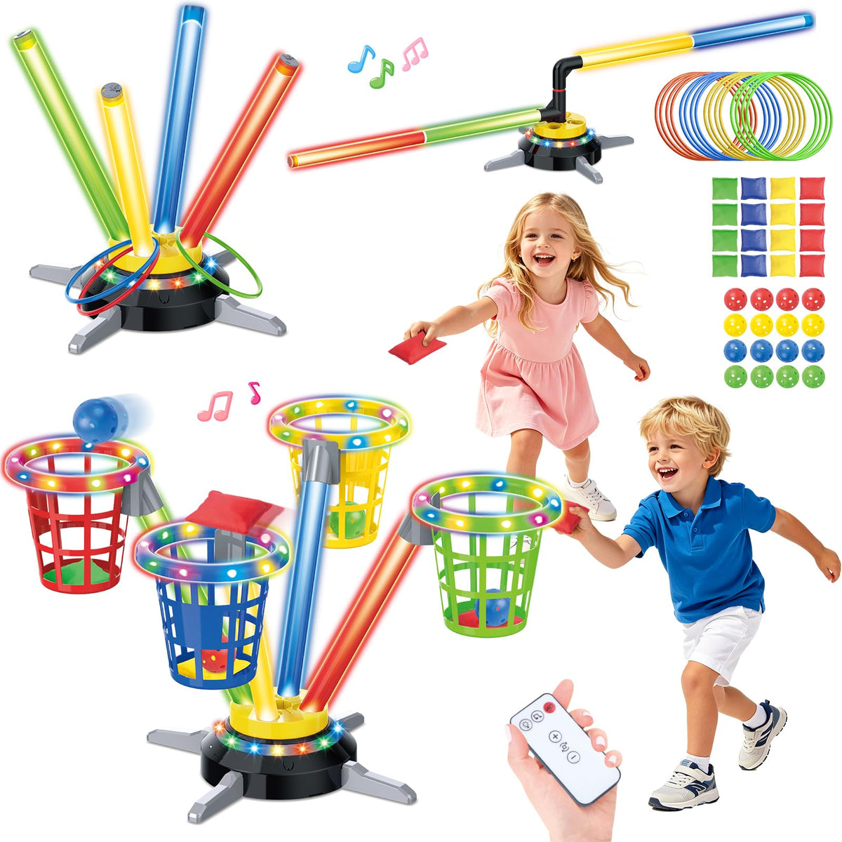 3in1 Carnival Musical Jumping Toy, Bean Bag Ring Toss Game for Kids 48