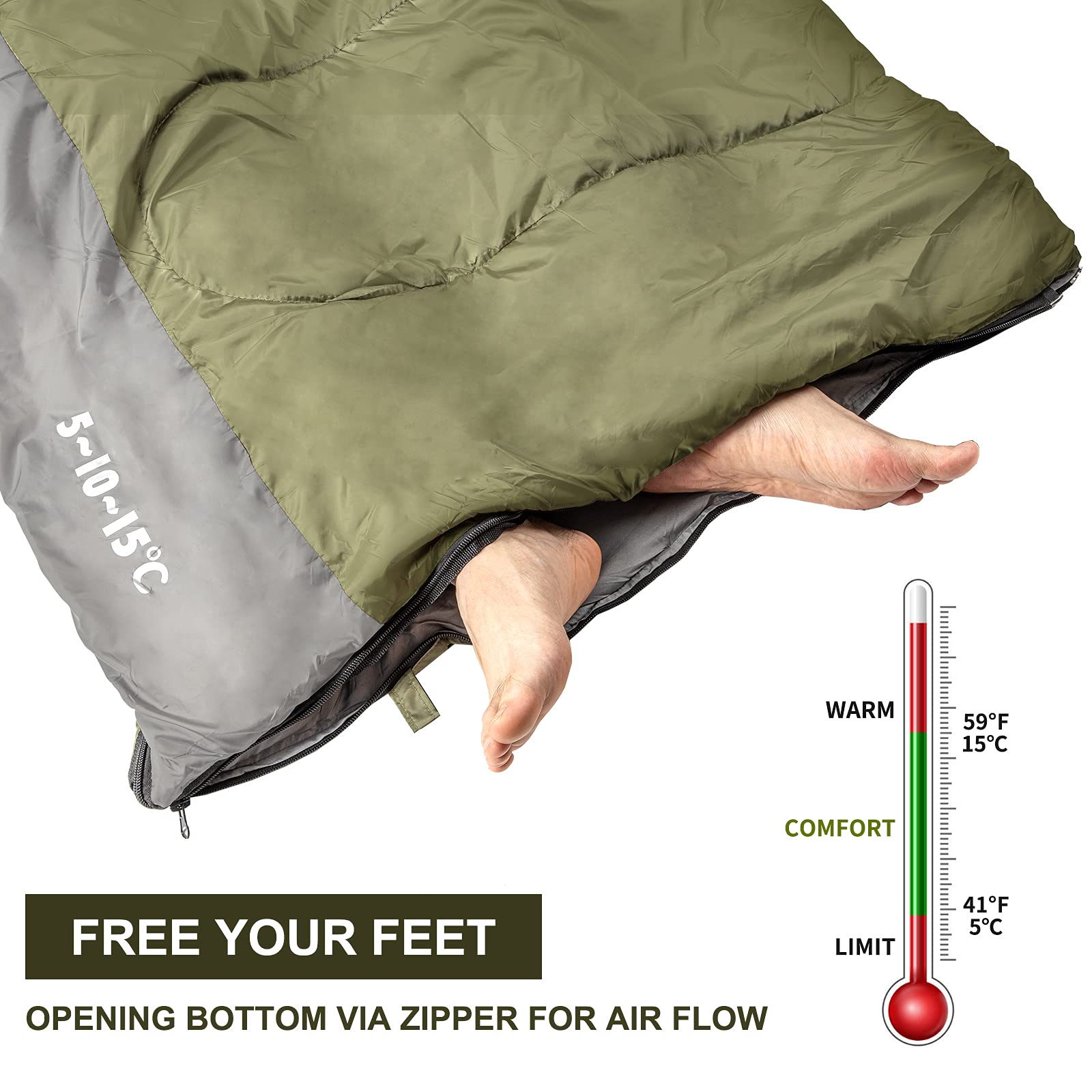 Night Cat Camping Sleeping Bag For Adults 3 Seasons Portable Lightweight Backpacking Hiking Traveling Indoor Outdoor Temperature