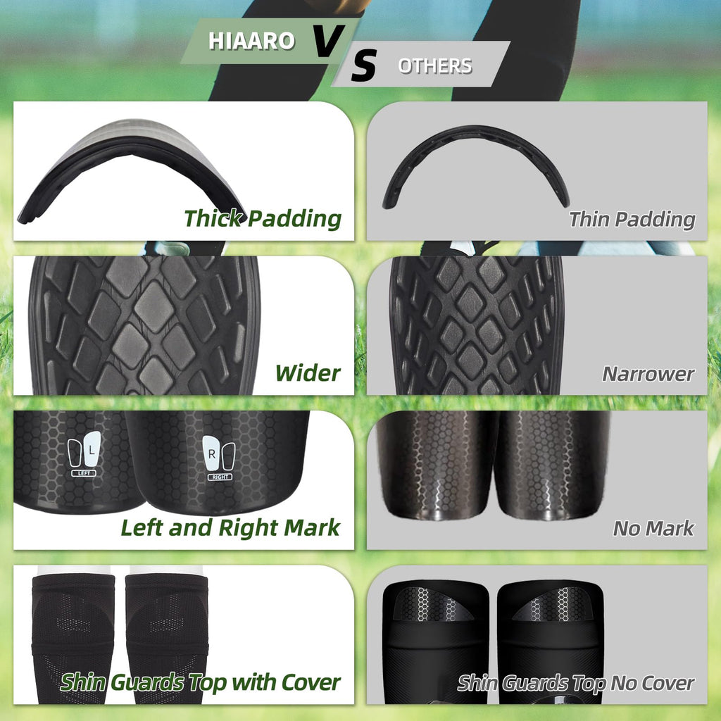 Hiaaro Soccer Shin Guards For Kids Youth Adults, Shin Pads And Sleeves With Optimized Insert Pocket, Protective Soccer Equipment