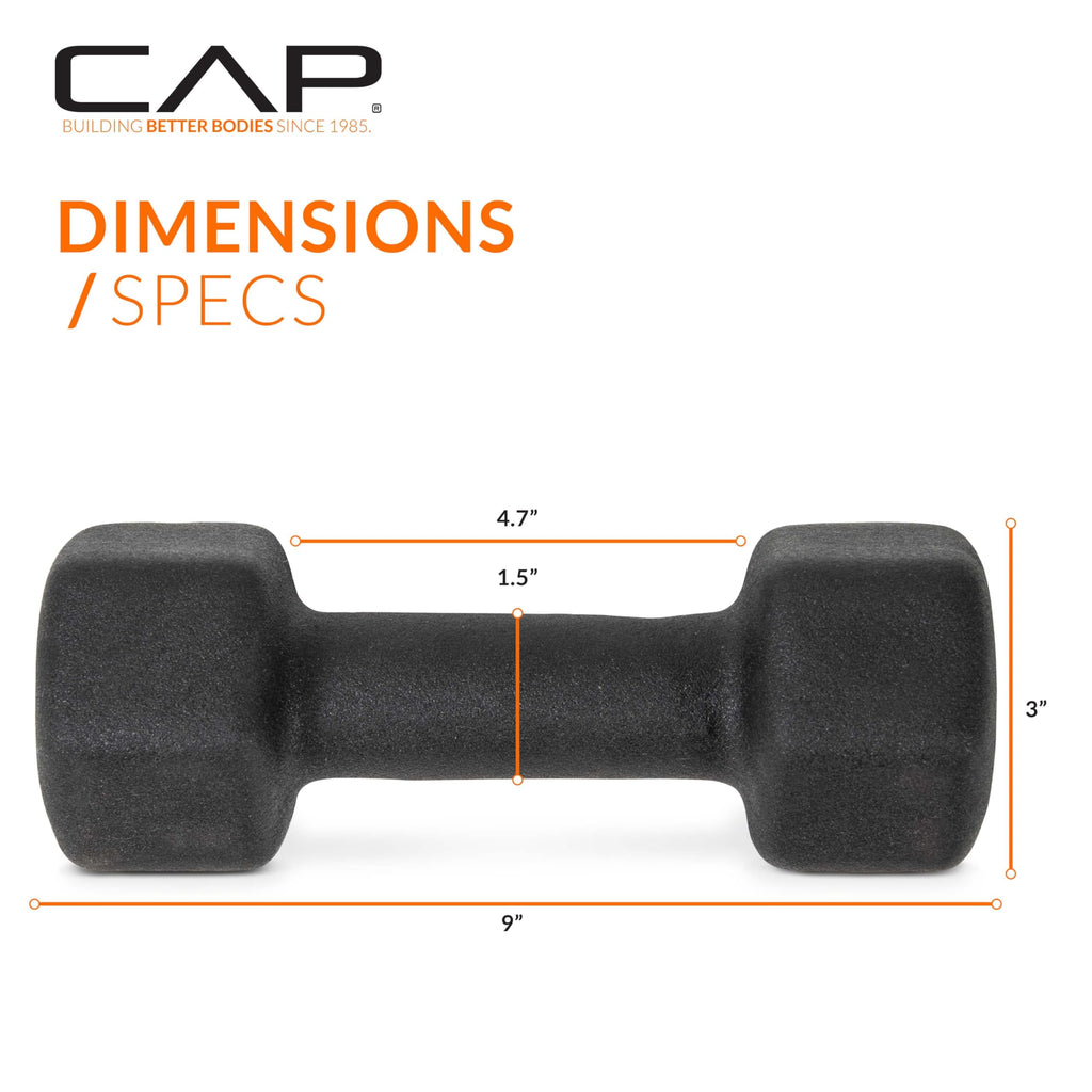 Cap Barbell Neoprene Dumbbell Weights, 8 Lb Pair, Black